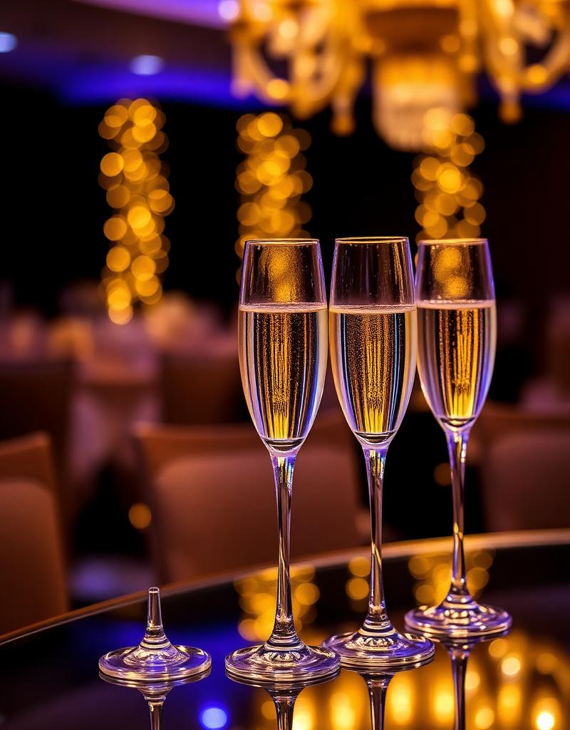 Taças de champanhe em evento de gala